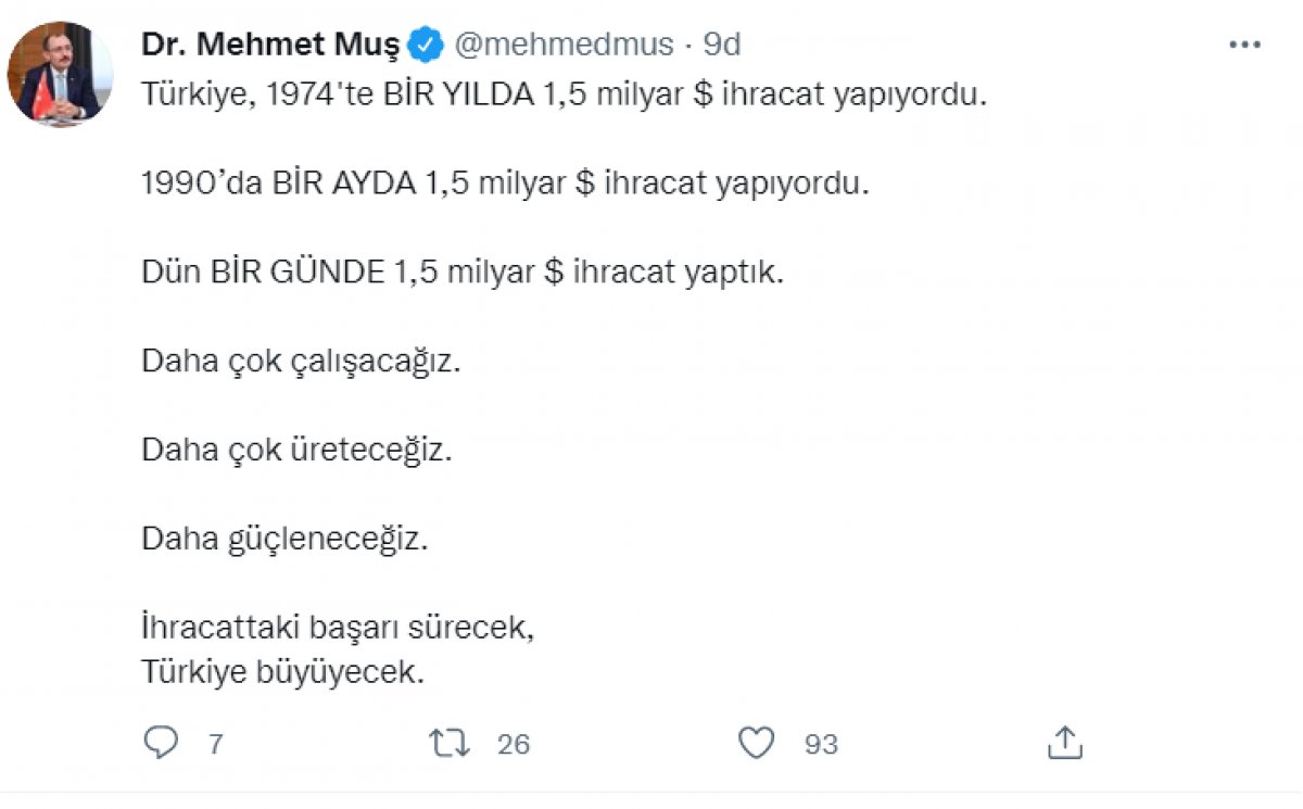 Mehmet Muş: İhracattaki başarı sürecek, Türkiye büyüyecek #1